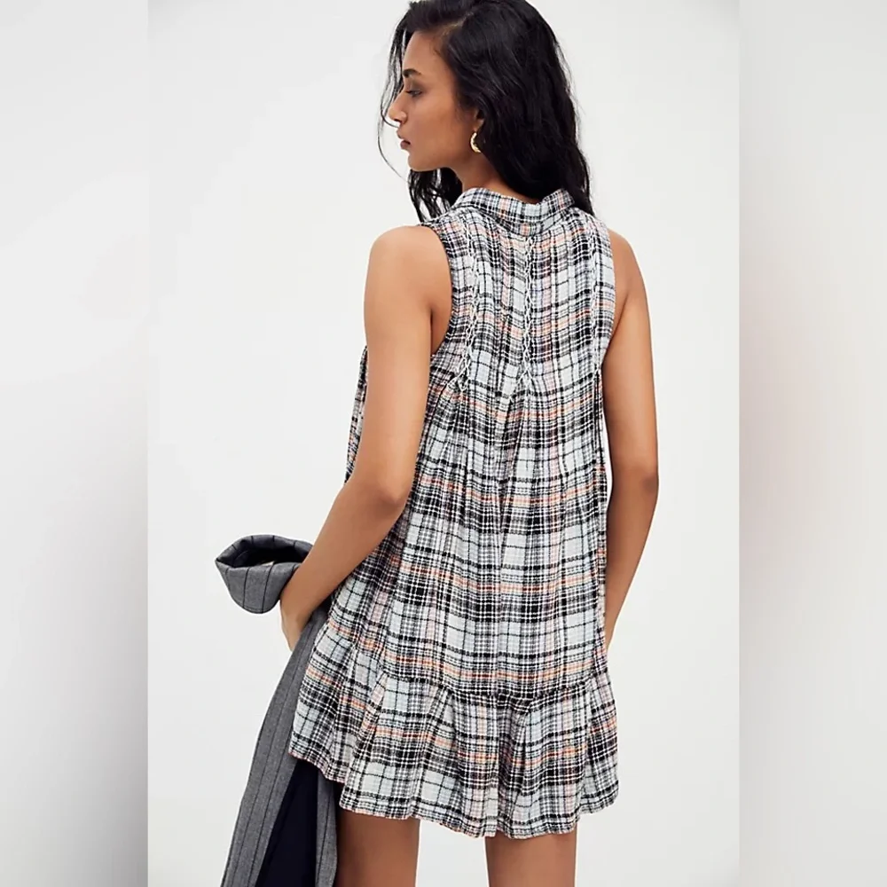 Free People Preppy Halter Plaid Romper